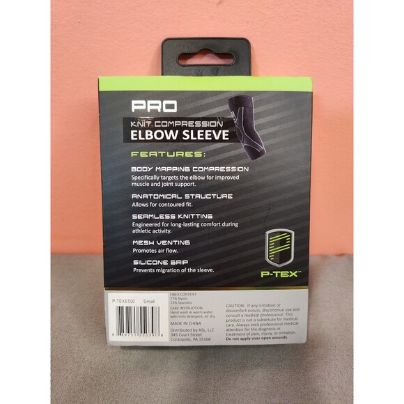 P-Tex Pro Knit Compression Elbow Sleeve Black Small - Picture 3 of 4